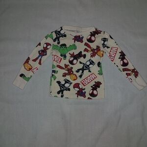 Marvel Kids Long Sleeve Tee - Cream with Multicolor Hero Design